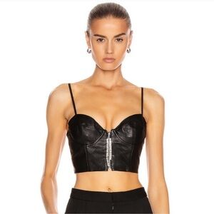 GRLFRND Leather Corset Cropped Top